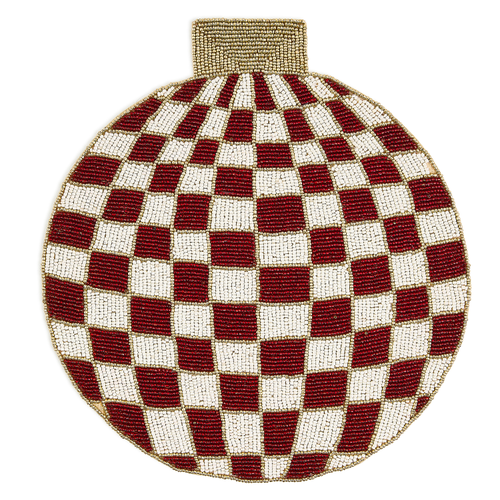 Red Check Ornament Beaded Placemat