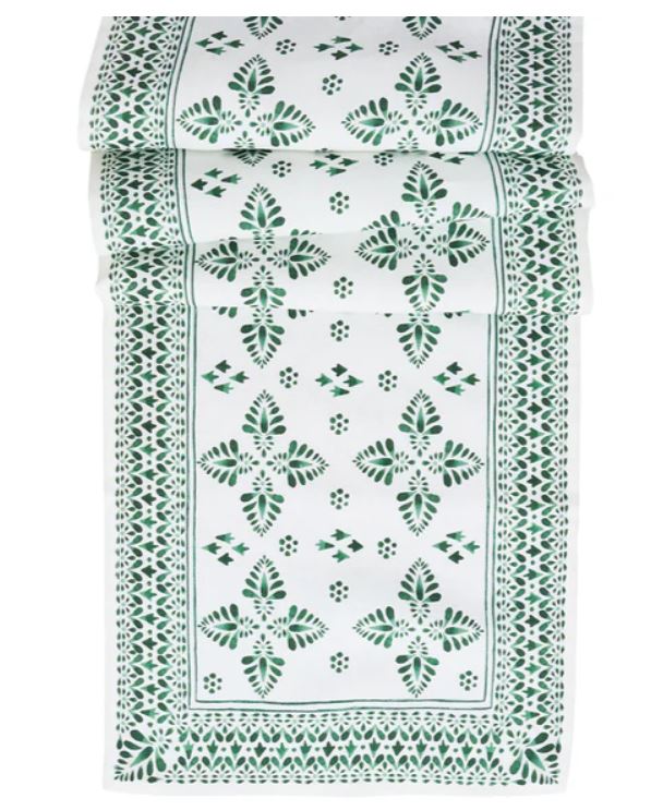 Iberian Border 18" x 90" Table Runner - Evergreen