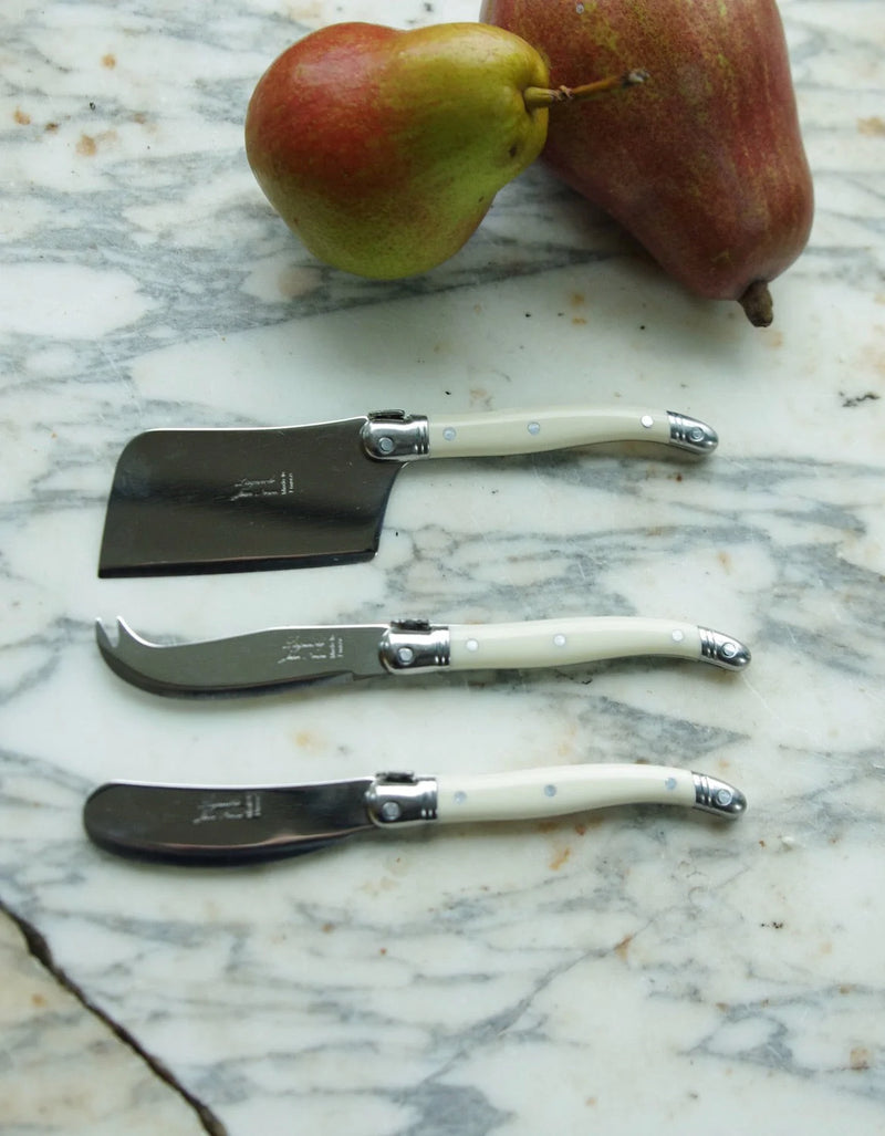Laguiole 3 Piece Mini Cheese Utensil Set, Ivory