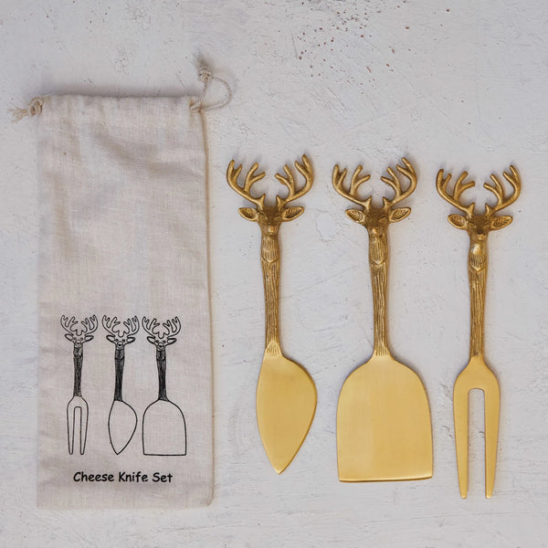 Reindeer Cheese Knives Set