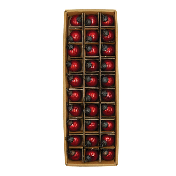 Mercury Glass Ball Ornaments, Red