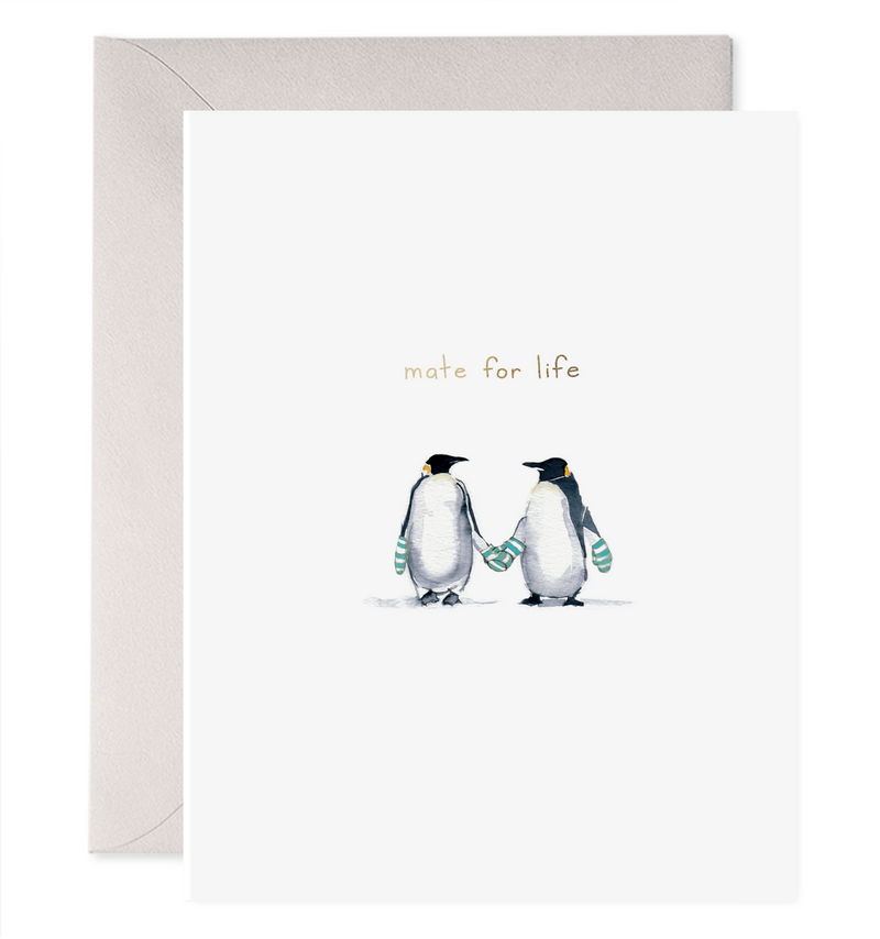 Mate For Life | Wedding, Anniversary Penguin Greeting Card: 4.25 X 5.5 INCHES