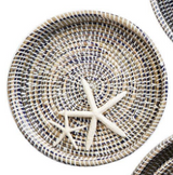 Nested Woven Trays in Blue/Natural Seagrass