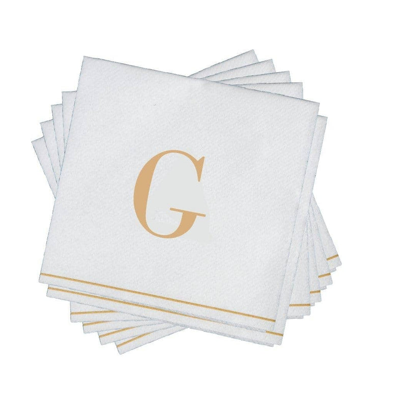 Gold Monogram Paper Disposable Napkins Letter G