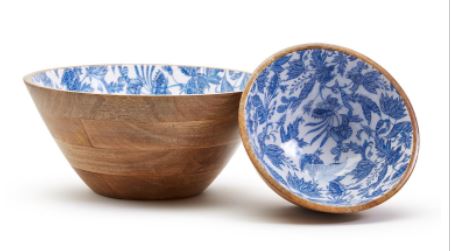 Blue Batik Wooden Bowls