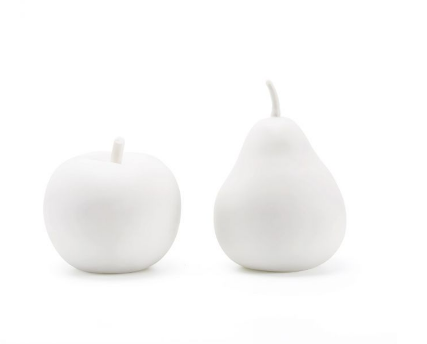 APPLE AND PEAR PORCELAIN FIGURES