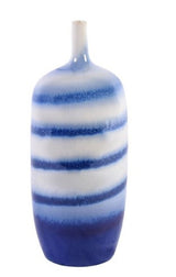 Blue & White Horizontal Striped Vase