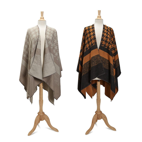 Houndstooth Pattern Knit Cape