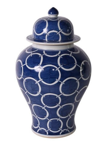 Indigo Blue Circle Temple Jar