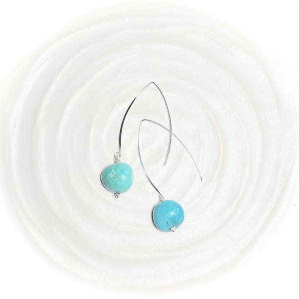 Mint blue Jasper sterling silver long drop earrings