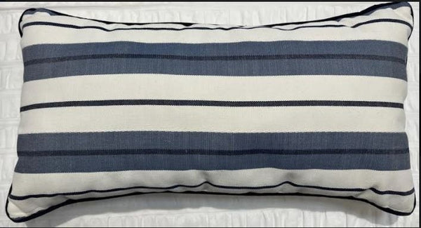 Denim Blue and White Stripe Pillow