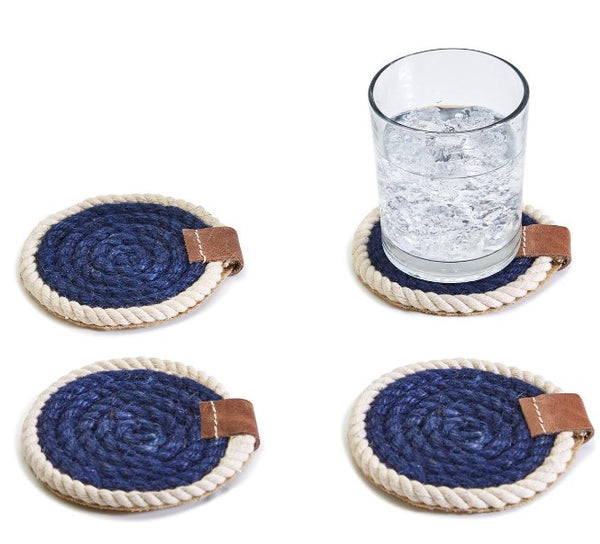 Blue and White Rope Coasters