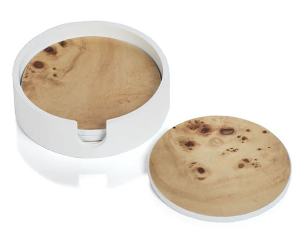 Set of 4 Round Burl Wood Coasters