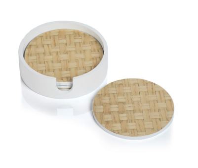 Set of 4 Round Woven Ash Coasters