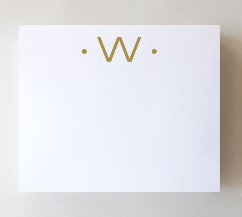 Initial Notepad - Large Gold Foil Initials W
