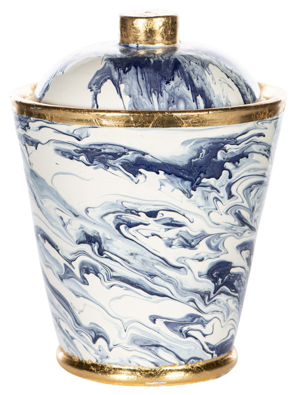 Blue and White Marbleized Cannister