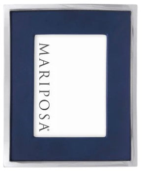 Blue Leather & Metal Picture Frame