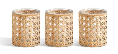 Lumingnon Cane Webbing Tealight Candleholder / Vases - Glass/Cane