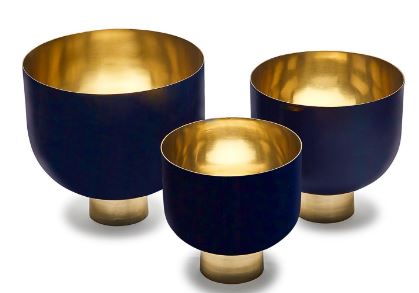 Opus Hammered Aluminum Lacquer Bowls with Gold Base