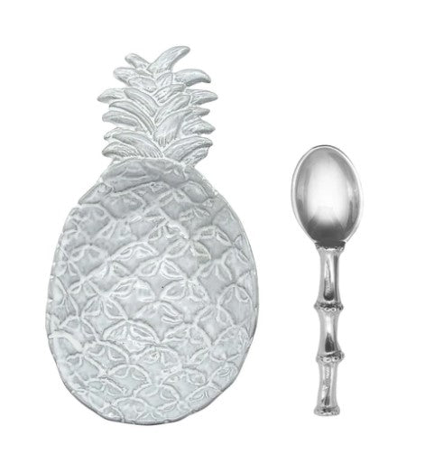 Pineapple Ceramic Canape Plate with Bamboo Spoon