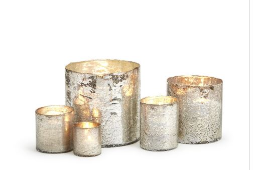 Argent Antiqued Silver Candleholder/Vases - Glass