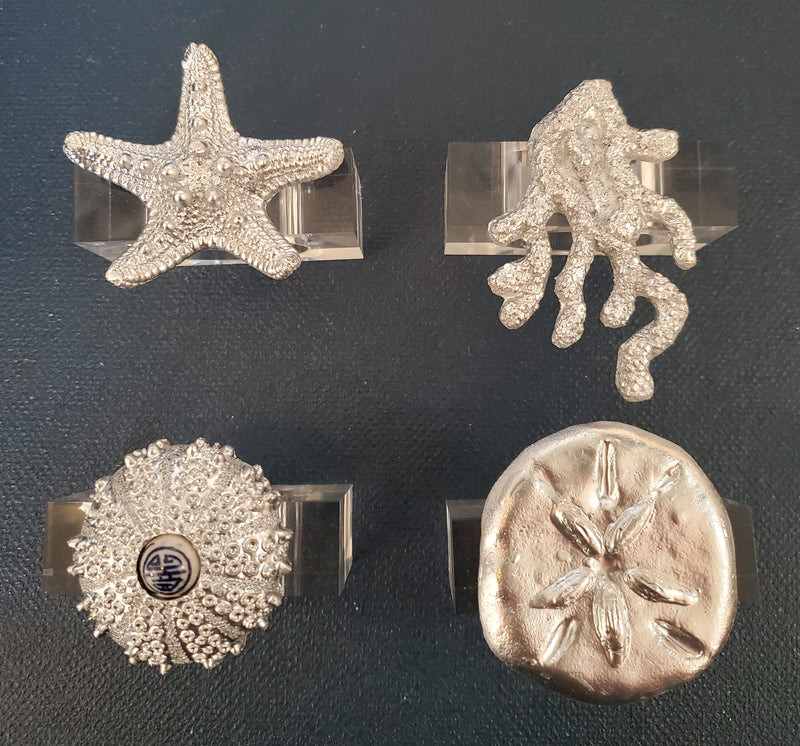Silver Sea Life Napkin Rings - Set of 4