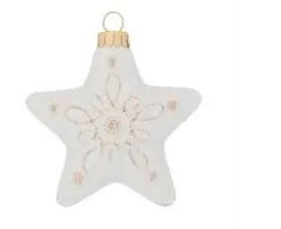 XMASJUL ORNAMENT CERAMIC STAR B&T WHITE ORN/051