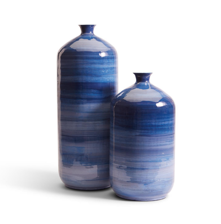 Stria Blue Tone Enamel Vase